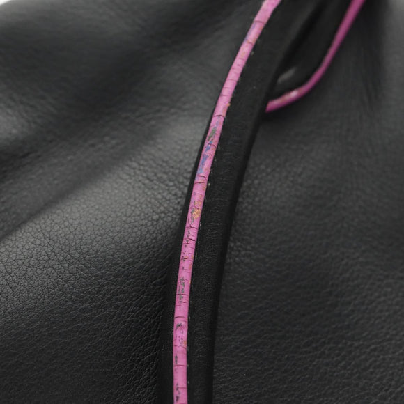 LOEWE Flamenco Hand Bag Leather Black Silver Auth mr1535