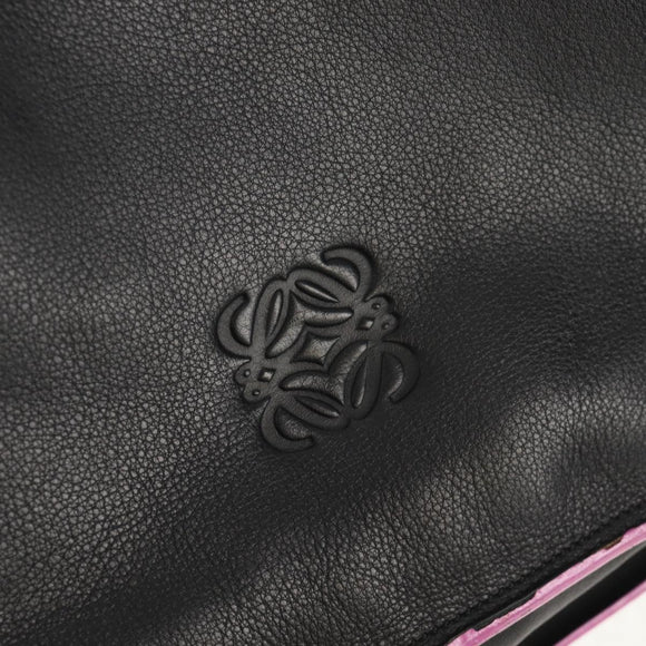 LOEWE Flamenco Hand Bag Leather Black Silver Auth mr1535