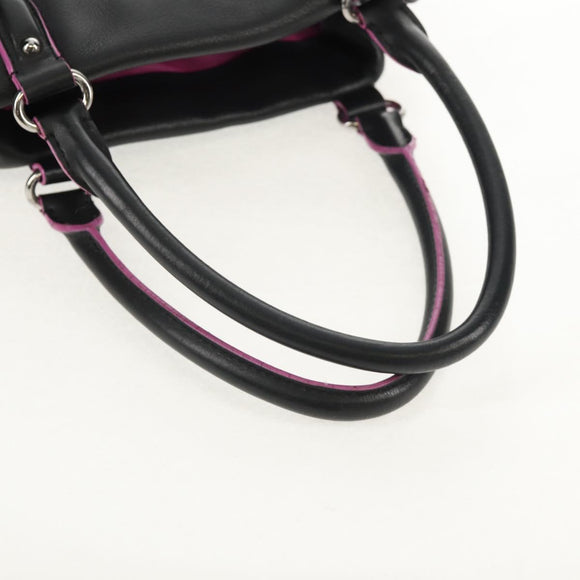 LOEWE Flamenco Hand Bag Leather Black Silver Auth mr1535