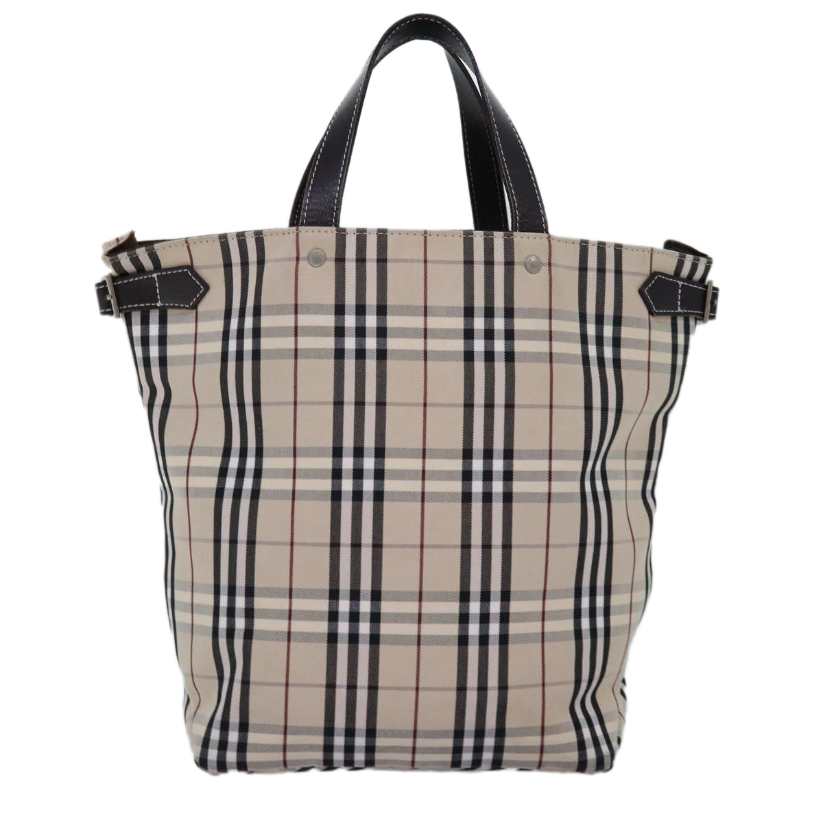 BURBERRY Nova Check Blue Label Hand Bag Canvas Beige Auth mr154