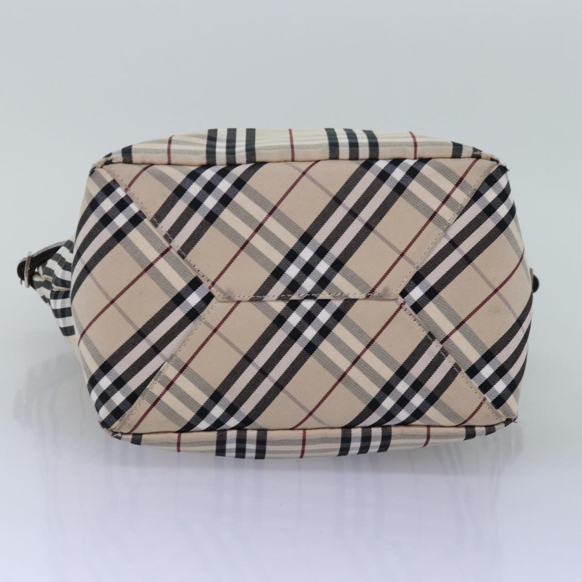 BURBERRY Nova Check Blue Label Hand Bag Canvas Beige Auth mr154