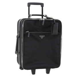 PRADA Suitcase Safiano leather Black Silver Auth mr1541