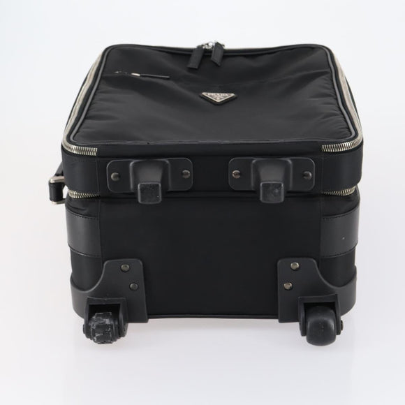 PRADA Suitcase Safiano leather Black Silver Auth mr1541