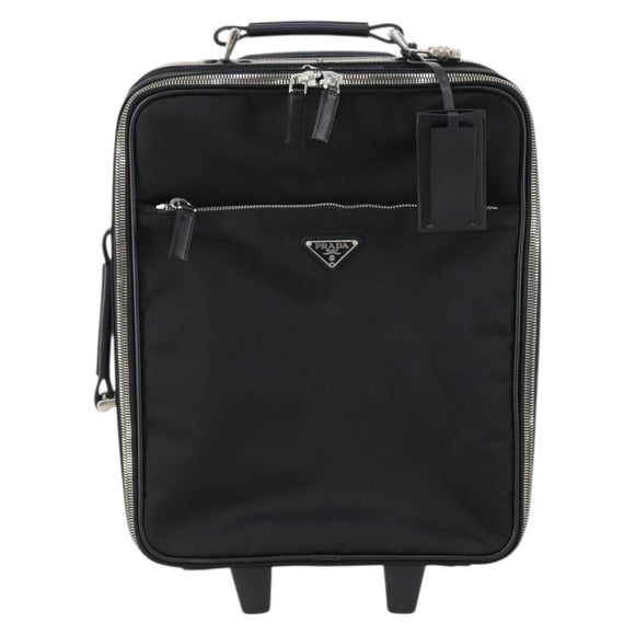 PRADA Suitcase Safiano leather Black Silver Auth mr1541