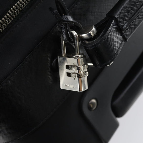 PRADA Suitcase Safiano leather Black Silver Auth mr1541