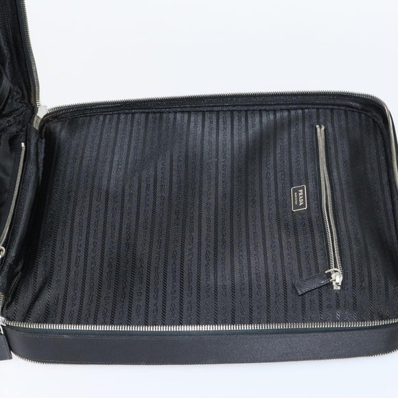 PRADA Suitcase Safiano leather Black Silver Auth mr1541