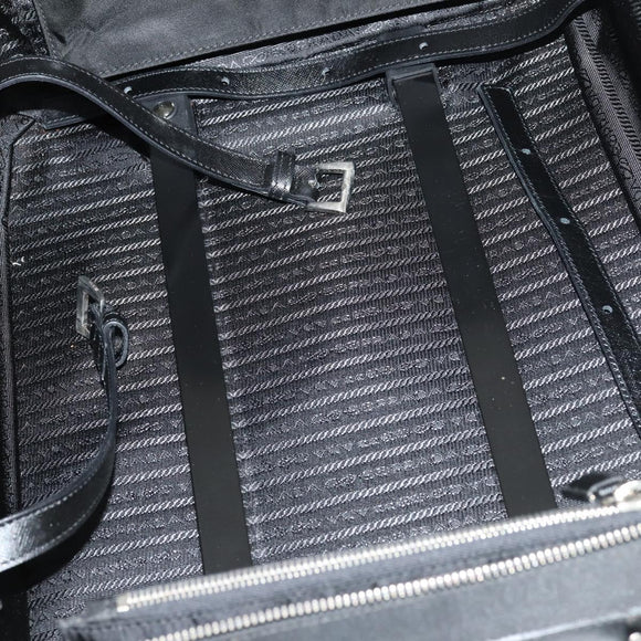 PRADA Suitcase Safiano leather Black Silver Auth mr1541