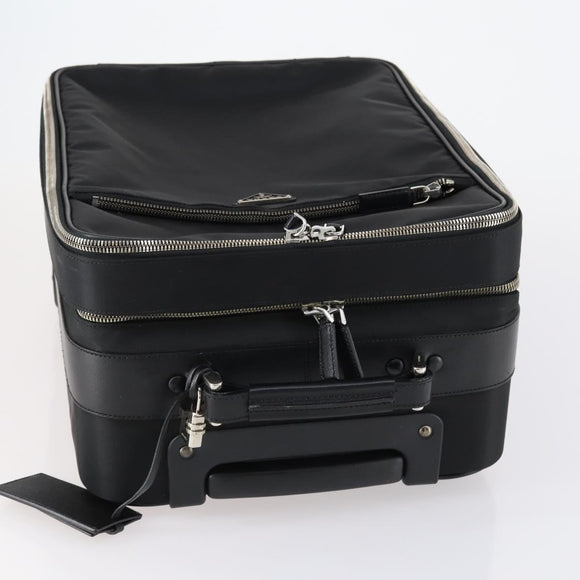 PRADA Suitcase Safiano leather Black Silver Auth mr1541