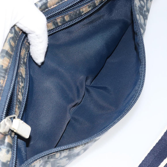 Christian Dior Trotter Canvas Waist Bag Nylon Navy Silver Auth mr1542