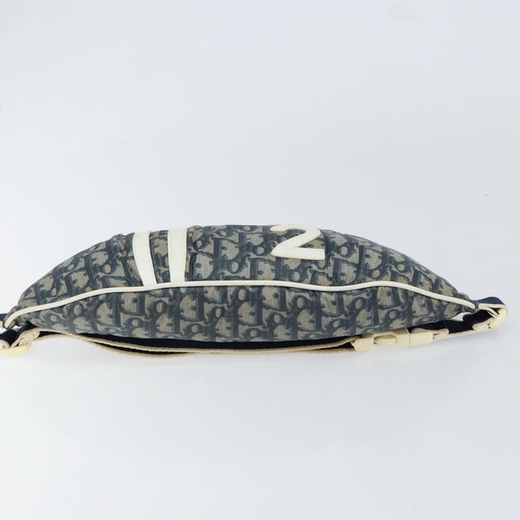 Christian Dior Trotter Canvas Waist Bag Nylon Navy Silver Auth mr1542
