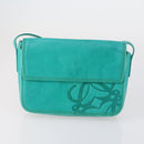 LOEWE Shoulder Bag Suede Leather 2 Set Turquoise Blue Brown Auth mr1543-10