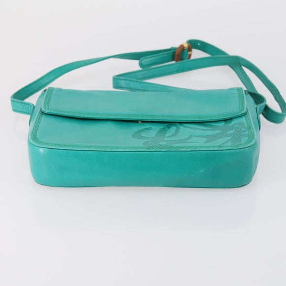 LOEWE Shoulder Bag Suede Leather 2 Set Turquoise Blue Brown Auth mr1543