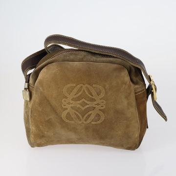 LOEWE Shoulder Bag Suede Leather 2 Set Turquoise Blue Brown Auth mr1543 - 0