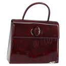 CARTIER Happy birthday Hand Bag Leather Bordeaux Gold Auth mr1544-1