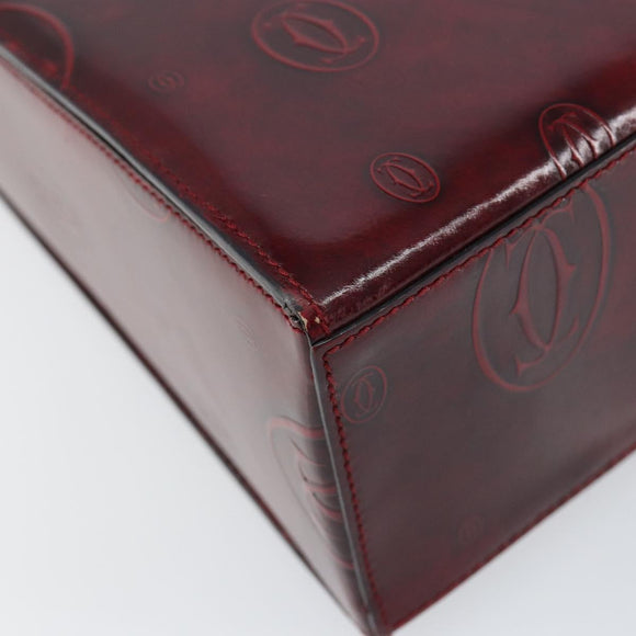 CARTIER Happy birthday Hand Bag Leather Bordeaux Gold Auth mr1544