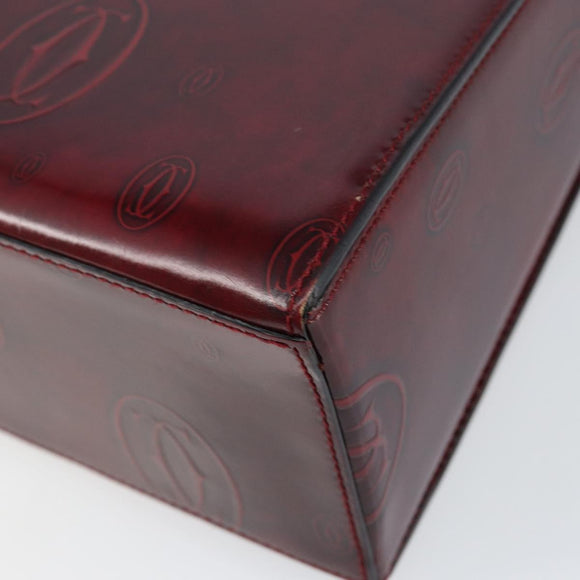 CARTIER Happy birthday Hand Bag Leather Bordeaux Gold Auth mr1544