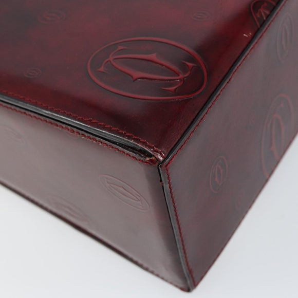 CARTIER Happy birthday Hand Bag Leather Bordeaux Gold Auth mr1544