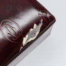 CARTIER Happy birthday Hand Bag Leather Bordeaux Gold Auth mr1544-10