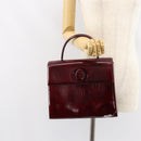 CARTIER Happy birthday Hand Bag Leather Bordeaux Gold Auth mr1544-24