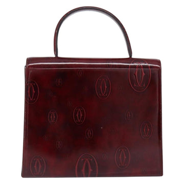 CARTIER Happy birthday Hand Bag Leather Bordeaux Gold Auth mr1544 - 0