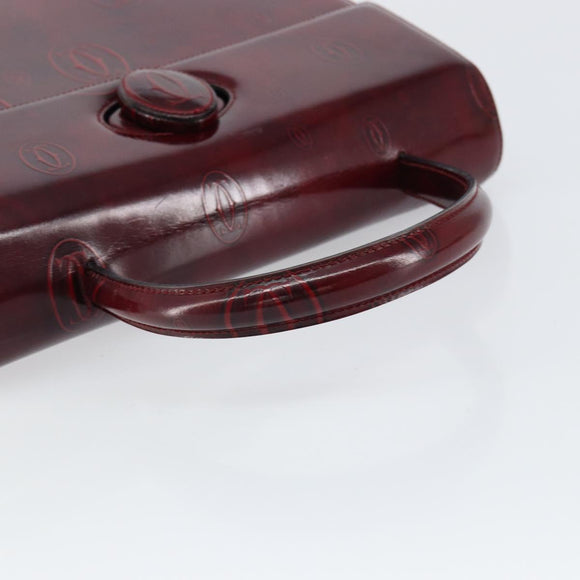 CARTIER Happy birthday Hand Bag Leather Bordeaux Gold Auth mr1544