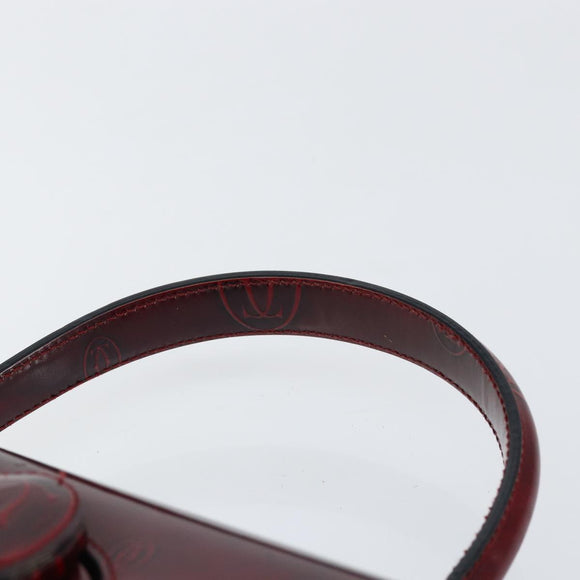 CARTIER Happy birthday Hand Bag Leather Bordeaux Gold Auth mr1544