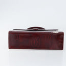 CARTIER Happy birthday Hand Bag Leather Bordeaux Gold Auth mr1544-5