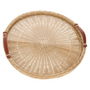 HERMES Wicker Round Tray Ozre Wood Beige Auth mr1545AV-1