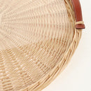 HERMES Wicker Round Tray Ozre Wood Beige Auth mr1545AV-10