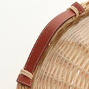 HERMES Wicker Round Tray Ozre Wood Beige Auth mr1545AV-11