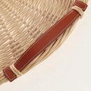 HERMES Wicker Round Tray Ozre Wood Beige Auth mr1545AV-12