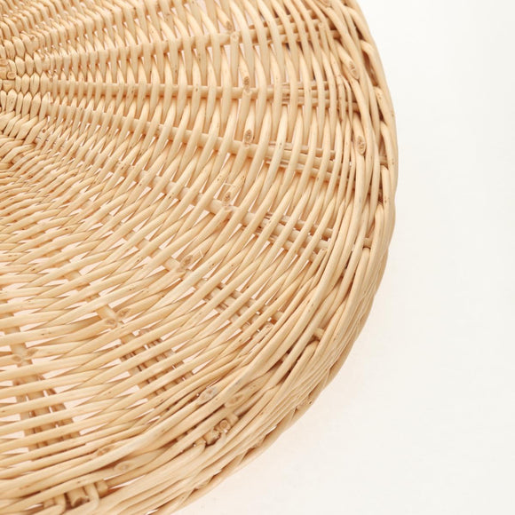 HERMES Wicker Round Tray Ozre Wood Beige Auth mr1545AV