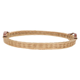 HERMES Wicker Round Tray Ozre Wood Beige Auth mr1545AV - 0
