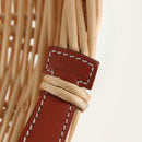 HERMES Wicker Round Tray Ozre Wood Beige Auth mr1545AV-20