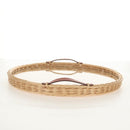 HERMES Wicker Round Tray Ozre Wood Beige Auth mr1545AV-4
