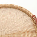 HERMES Wicker Round Tray Ozre Wood Beige Auth mr1545AV-8