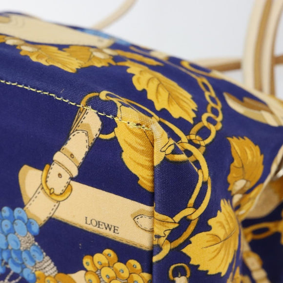 LOEWE Botanical Hand Bag Canvas Blue Silver Auth mr1547