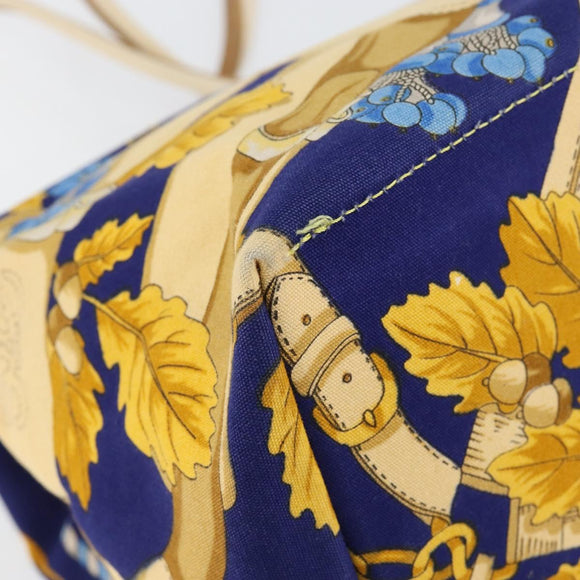 LOEWE Botanical Hand Bag Canvas Blue Silver Auth mr1547