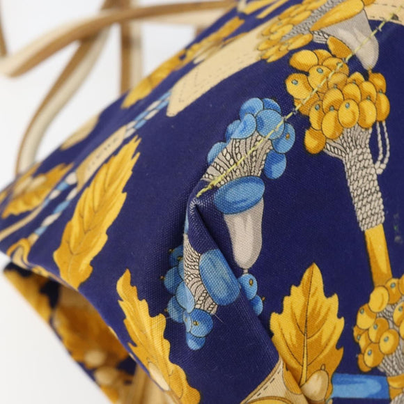 LOEWE Botanical Hand Bag Canvas Blue Silver Auth mr1547