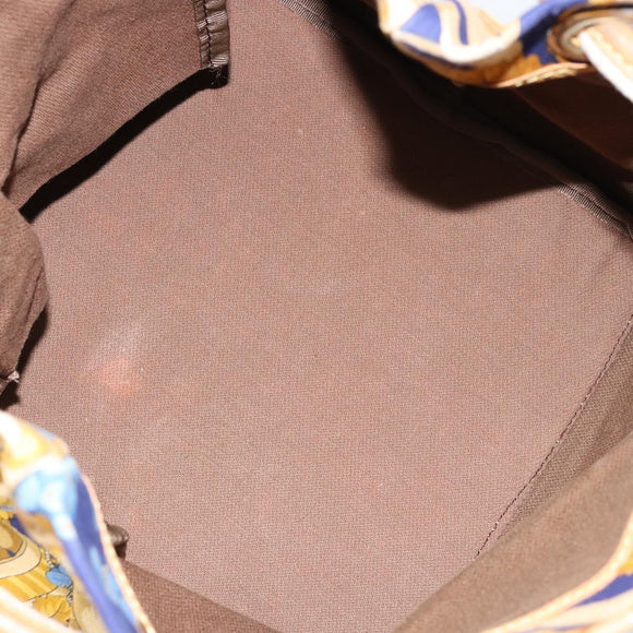 LOEWE Botanical Hand Bag Canvas Blue Silver Auth mr1547