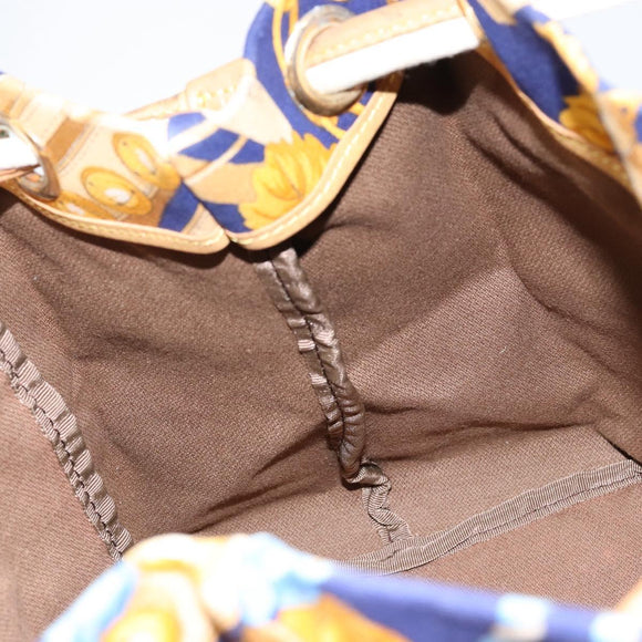 LOEWE Botanical Hand Bag Canvas Blue Silver Auth mr1547