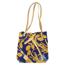 LOEWE Botanical Hand Bag Canvas Blue Silver Auth mr1547-2