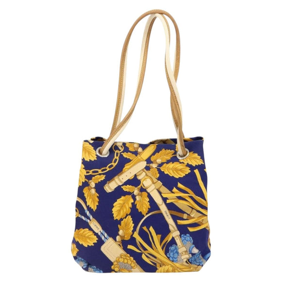 LOEWE Botanical Hand Bag Canvas Blue Silver Auth mr1547