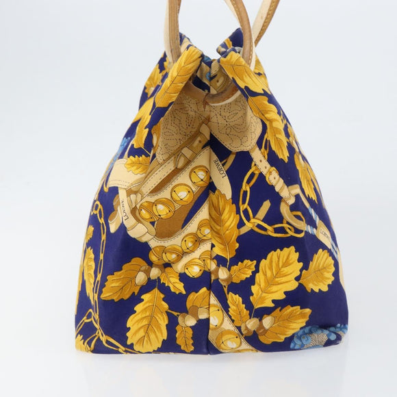 LOEWE Botanical Hand Bag Canvas Blue Silver Auth mr1547
