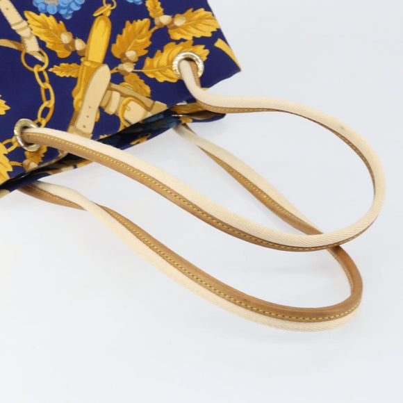 LOEWE Botanical Hand Bag Canvas Blue Silver Auth mr1547