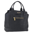 Miu Miu Hand Bag Leather Black Gold Auth mr1548-1