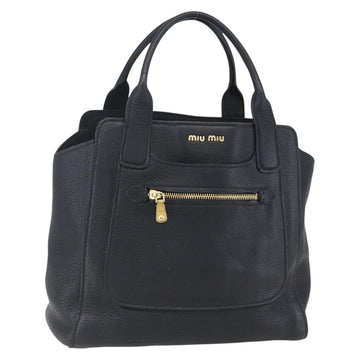 Miu Miu Hand Bag Leather Black Gold Auth mr1548