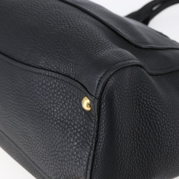 Miu Miu Hand Bag Leather Black Gold Auth mr1548