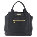 Miu Miu Hand Bag Leather Black Gold Auth mr1548-13