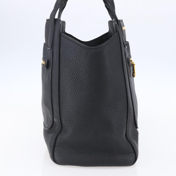 Miu Miu Hand Bag Leather Black Gold Auth mr1548